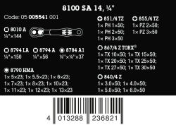 Wera 8100 SA 14 Zyklop Comfort Knarrensatz Umschalthebel 1/4"-Antrieb metrisch