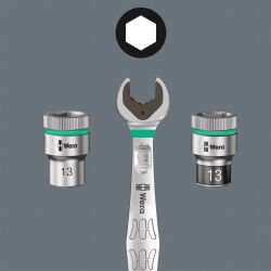 Wera 8100 SA 15 Zyklop Comfort Knarrensatz Umschalthebel 1/4"-Antrieb zöllig