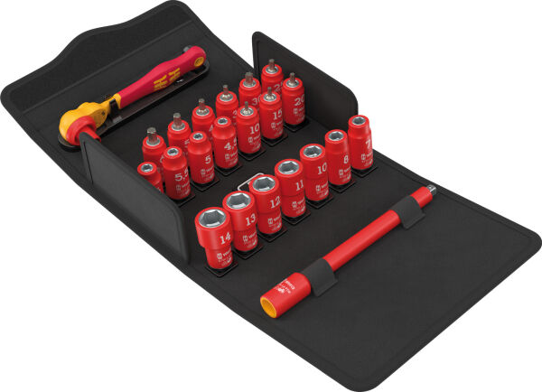 Wera 8100 SA VDE 1 Zyklop Knarrensatz isoliert Umschalthebel 1/4"-Antrieb metrisch