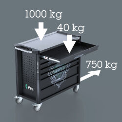 Wera 9702 Tool Rebel Werkstattwagen Stainless XXL 2 mit Bestückung 202-teilig