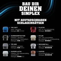 HALDER SIMPLEX Schonhammer Baumdiagnose Ø 40 mm Gummi schwarz / Weichmetall-Hackeinsatz mit Tempergussgehäuse