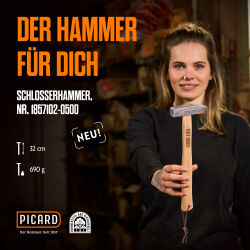 PICARD EST 1857 Schlosserhammer 500g in Geschenkverpackung | Gravur möglich