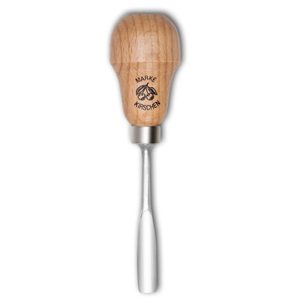 KIRSCHEN Kerbschnitzbeitel mit Rotbuchenheft 2 mm Stich 6 gekröpft flache Höhlung Birnenform 5627002