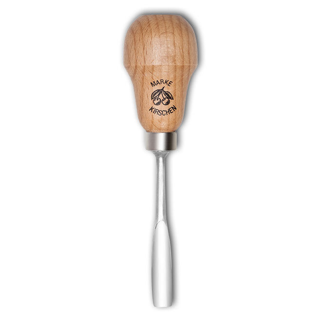 KIRSCHEN Kerbschnitzbeitel mit Rotbuchenheft 6 mm Stich 8 gekröpft mittlere Höhlung Birnenform 5629006