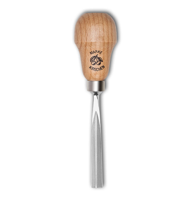 KIRSCHEN Kerbschnitzbeitel mit Rotbuchenheft 10 mm Stich 39 gerade V-förmige Schneide Birnenform 5639010