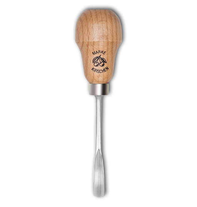 KIRSCHEN Kerbschnitzbeitel mit Rotbuchenheft 2 mm Stich 39 gekröpft V-förmige Schneide Birnenform 5643002