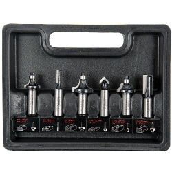 Trend Fräser-Set 6-teilig HM, 12 mm Schaft – Nutfräser, V-Nut-, Abrund- & Profilfräser