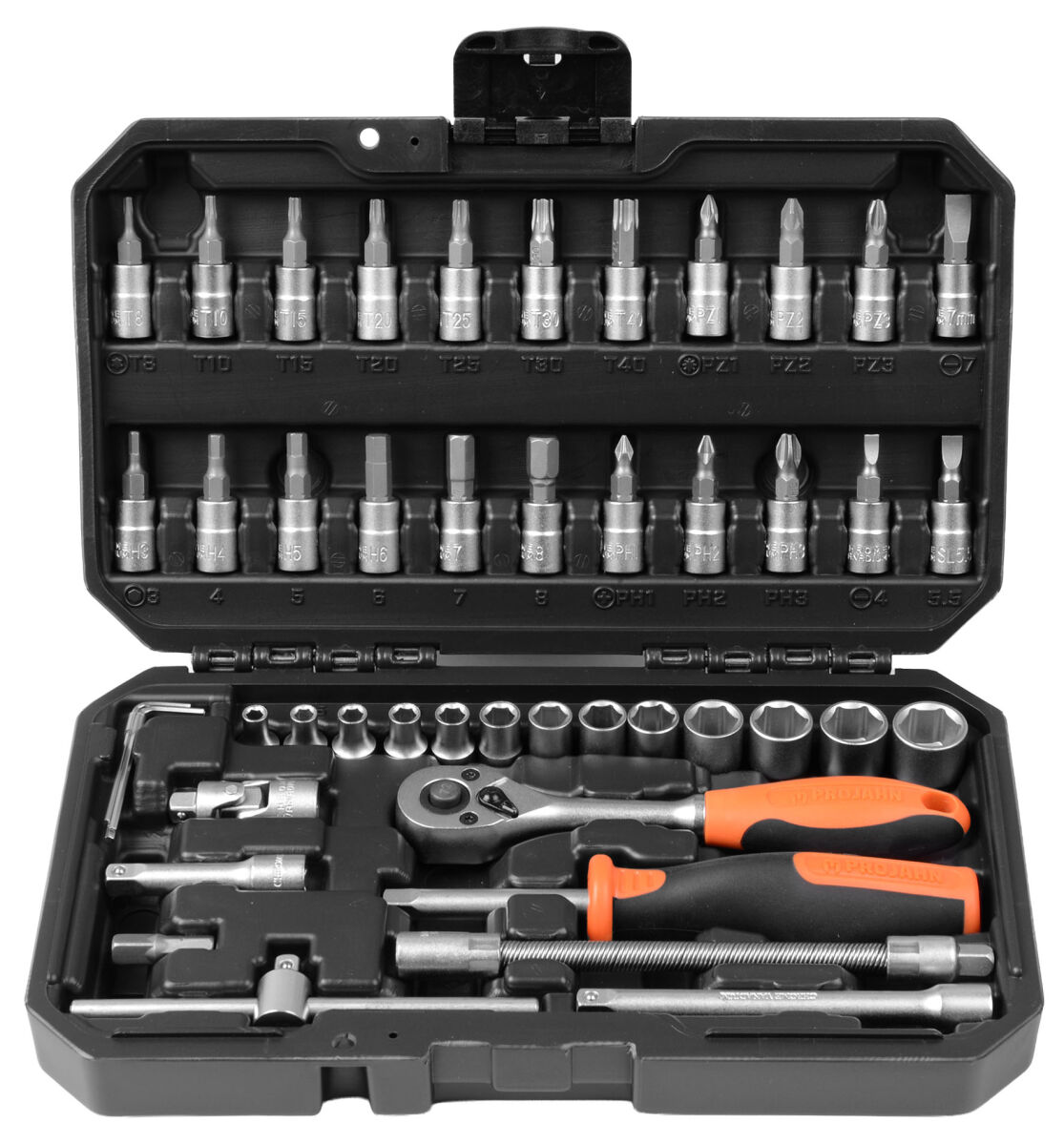 Projahn 1/4" Steckschlüssel 4-14mm Umschaltknarre Satz 46-tlg.