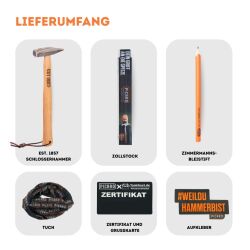 PICARD Geschenkbox EST 1857 Schlosserhammer mit Gravur | Exklusives Handwerker Geschenk