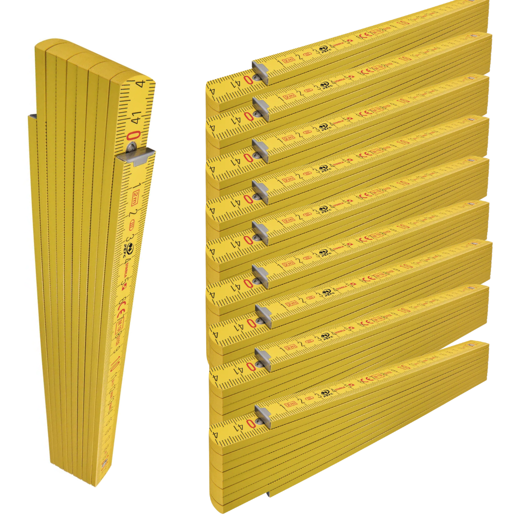 10x STABILA Gliedermaßstab 2 m Holz Type 407 Gelb im Set