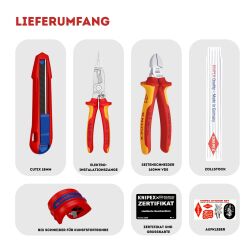 KNIPEX Geschenkbox Elektro-Installation VDE Installationszange BiX Seitenschneider & CutiX mit Gravur inkl. Zollstock | Exklusives Geschenk für Elektriker