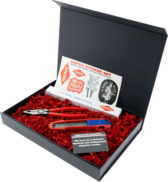 KNIPEX Geschenkbox Starter CutiX mit Gravur inkl. Kombizange & Zollstock | Personalisiertes Geschenk für Handwerker