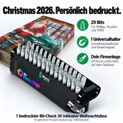 Wera Bit-Check 30 Christmas 2026 personalisiert mit Firmenlogo oder Namen | Bitsatz 30-tlg. in Weihnachtsbox